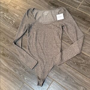 NWT American Eagle Outfitters Heathered brown/Gray thong Bodysuit size small
